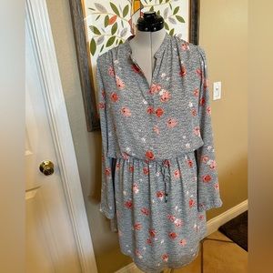 Halogen print longsleeve dress sz XL (C9)